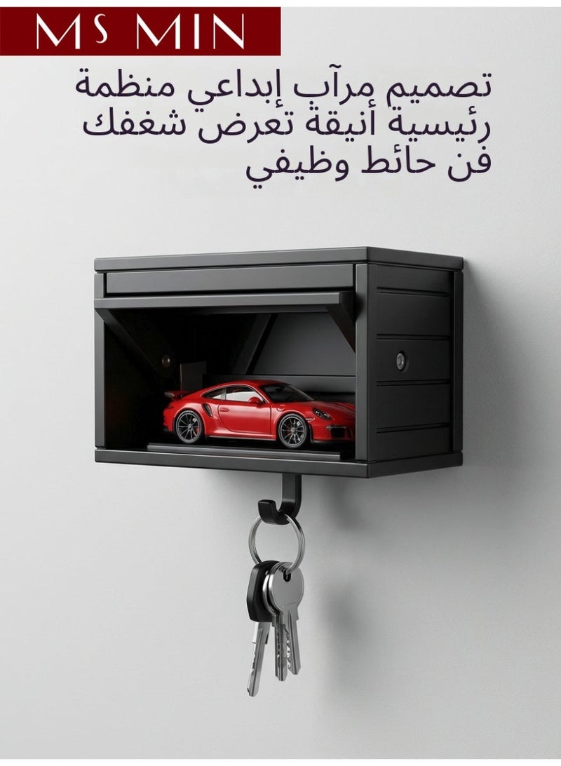 MS MIN Automatic Garage Style Key Holder with Storage Box, Creative Wall-Mounted Key Hook Organizer, Gravity-Activated Open & Close Key Hanger for Home Entryway - Image 1